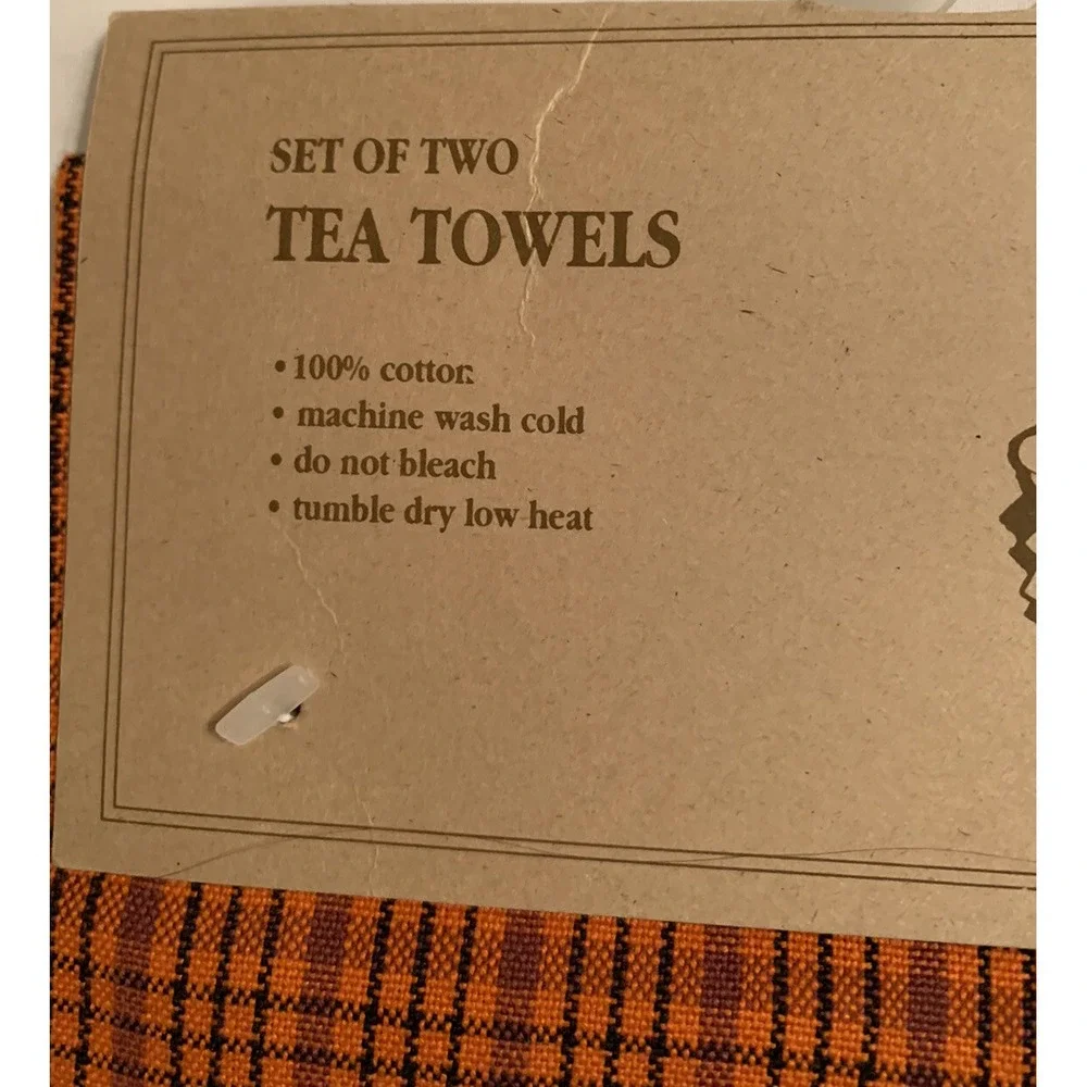 Folk Art Cat Pumpkin Halloween Tea Kitchen Towels Set of 2 NEW